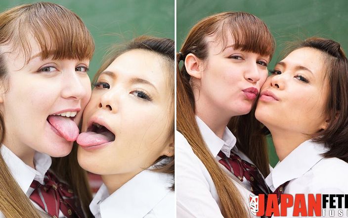 Japan Fetish Fusion: Beautés européennes et asiatiques : baisers de Français lesbiens et frissons...