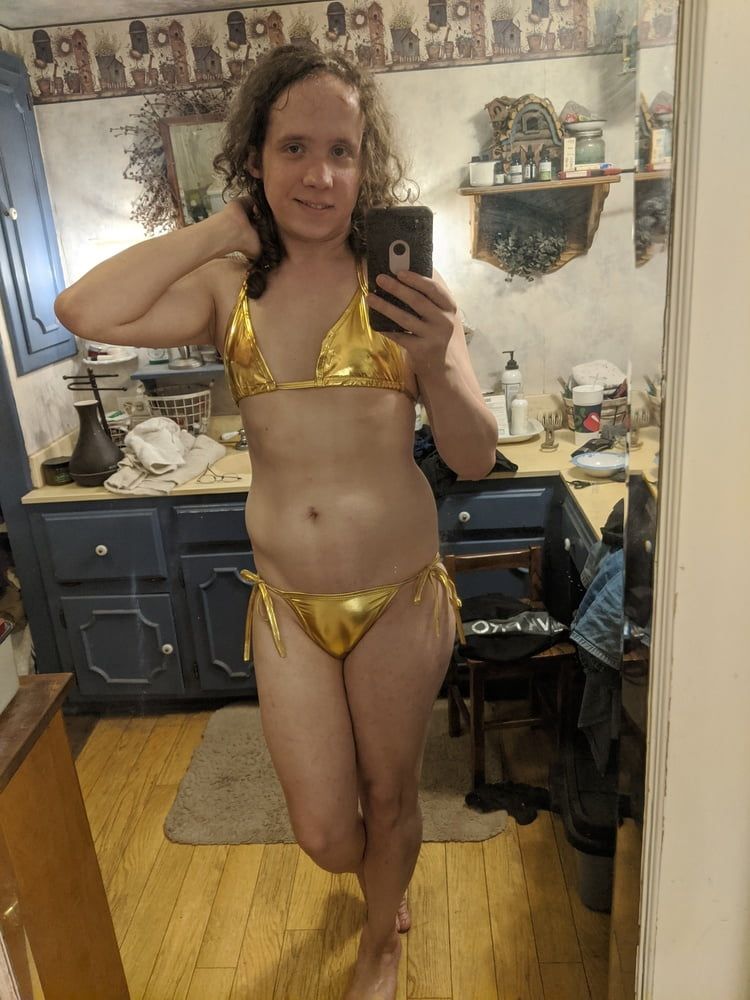 Gold Bikini and Shorts