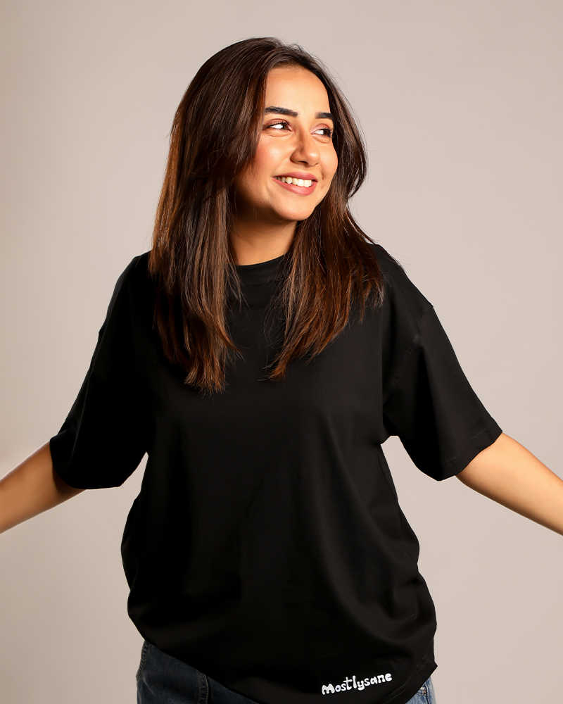 Grateful oversized relaxed fit front & back print tshirt - Black 