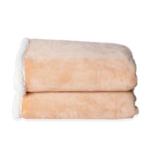 Homesmart Beige Velvety-Soft Reversible Flannel Sherpa Blanket, Soft Blanket, Bed Throws, Cozy Blanket, Throw Blanket