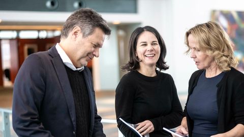 Robert Habeck, Anna-Lena Bearbock und Steffi Lembke