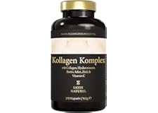 Hyaluron Kollagen Komplex - 270 Kapseln - Collagen Hydrolysat Peptide Typ 1 und 3 - Angereichert mit Vitamin C, Biotin, Selen