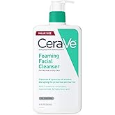 CeraVe Foaming Facial Cleanser | Daily Face Wash for Oily Skin with Hyaluronic Acid, Ceramides, and Niacinamide| Fragrance Fr