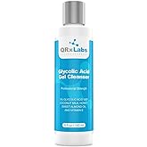 QRxLabs Glycolic Acid Face Wash - Exfoliating Gel Cleanser, Best for Wrinkles, Lines, Acne, Spots & Chemical Peel Prep - Redu