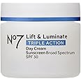 No7 Lift & Luminate Triple Action Day Cream - Anti-Aging Face Cream with SPF 30, Hyaluronic Acid & Vitamin C - Visibly Firms 