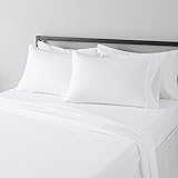 Amazon Basics Lightweight Super Soft Easy Care Microfiber Bed Sheet Set with 14" Deep Pockets - King, Bright White