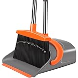 Broom and Dustpan Set for Home, Broom and Dustpan Combo for Office, Long Handle Broom with Upright Standing Dustpan,Indoor&Ou