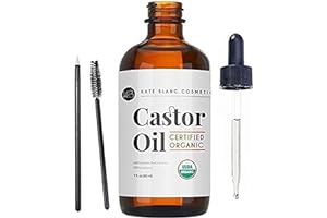 Kate Blanc Cosmetics Castor Oil (2oz), USDA Certified Organic, 100% Pure, Cold Pressed, Hexane Free. Stimulate Growth for Eye