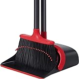 Broom and Dustpan Set for Home, Upgrade 52" Long Handle with Stand Up Dustpan Combo Set for Office Kitchen Lobby Floor Use