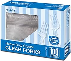 POSATE Heavy Weight Plastic Forks, Clear Disposable, 100 Count