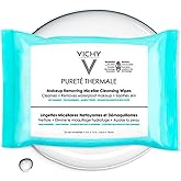 Vichy Purete Thermale 3-in-1 Makeup Remover Wipes with Micellar Water & Vitamin E, Removes Waterproof Makeup, 1 Pack