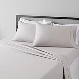 Amazon Basics Lightweight Super Soft Easy Care Microfiber Bed Sheet Set with 14" Deep Pockets - Full, Light Gray