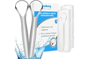 Cafhelp 2-Pack Tongue Scraper, 100% Useful Surgical Stainless Steel Tongue Cleaner for Both Adults and Kids, Professional Red