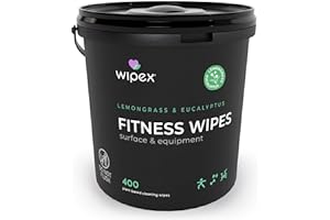 Wipex Gym Wipes Fitness Equipment Wipes, Plant-Based Cloth - Lemongrass, Eucalyptus and Vinegar Wipes to Clean Surfaces, Safe