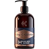 King C. Gillette Beard Wash, Mens Face Wash, 11 oz, Infused with Argan Oil and Avocado Oil to Cleanse Hair and Skin