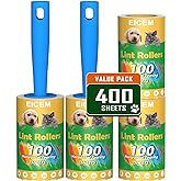Lint Rollers for Pet Hair Extra Sticky, 400 Sheets Mega Value Set Lint Roller with 2 Upgraded Handles, Pet Lint Roller for Cl