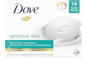 Dove Beauty Bar More Moisturizing Than Bar Soap for Softer Skin, Fragrance-Free, Hypoallergenic Beauty Bar Sensitive Skin Wit