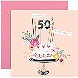 CENTRAL 23 - Cute 50th Birthday Card for Women - 'Happy 50th Birthday ' - Sweet Birthday Card for Her - Fiftieth Bday For Mom
