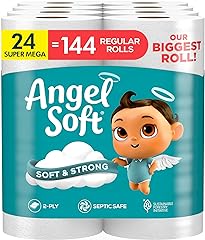 Angel Soft Toilet Paper, 24 Super Mega Rolls = 144 Regular Rolls, Soft and Strong Toilet Tissue