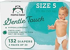 Amazon Brand - Mama Bear Gentle Touch Diapers, Hypoallergenic, Size 5, White, 132 Count (4 packs of 33)