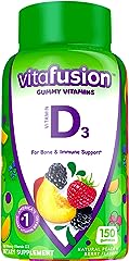Vitafusion Vitamin D3 Gummy Vitamins for Bone and Immune System Support, Peach, Blackberry and Strawberry Flavored, 50 mcg Vi