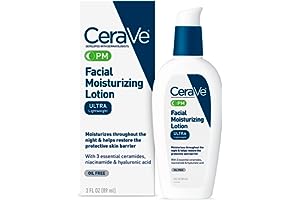 CeraVe PM Facial Moisturizing Lotion | Night Cream with Hyaluronic Acid and Niacinamide | Ultra-Lightweight, Oil-Free Moistur