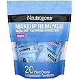 Neutrogena Makeup Remover Wipes, Individually Wrapped Daily Face Wipes for Waterproof Makeup, Travel & On-the-Go Singles, 20 