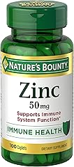 Nature's Bounty Zinc, Supports Immune System Function, Dietary Supplement, 50 mg, Caplets, 100 Ct
