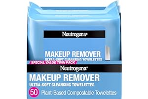 Neutrogena Makeup Remover Wipes, Ultra-Soft Cleansing Facial Towelettes for Waterproof Makeup, Alcohol-Free, Plant-Based, Twi