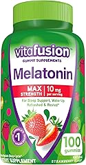Vitafusion Max Strength Melatonin Gummy Supplements, Strawberry Flavored, 10 mg Melatonin Sleep Supplements, America’s Number