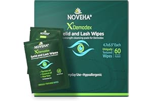 NOVEHA Demodex Eyelid & Lash Wipes | Box Of 60 Individually Wrapped Extra Strength Cleansing Eyelash Wipes - Battle Itchy & I