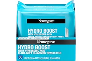 Neutrogena Hydro Boost Facial Cleansing Towelettes + Hyaluronic Acid, Hydrating Makeup Remover Face Wipes Remove Dirt & Water