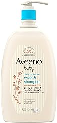 Aveeno Baby Daily Moisture Gentle Bath Wash & Shampoo with Natural Oat Extract, Hypoallergenic, Tear-Free & Paraben-Free Form