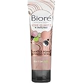 Bioré Rose Quartz + Charcoal Gentle Pore Refining Scrub, Pore Minimizing Facial Scrub, 4 Ounce, Oil Free, Dermatologist Teste