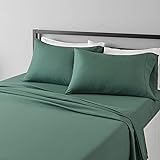 Amazon Basics Lightweight Super Soft Easy Care Microfiber 4-Piece Bed Sheet Set with 14-Inch Deep Pockets, Full, Emerald Gree