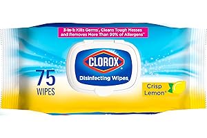 Clorox Disinfecting Wipes, Bleach Free Cleaning, Crisp Lemon, 75 Count (Pack May Vary)