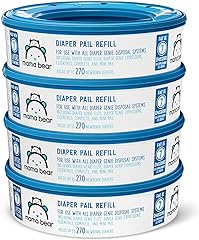 Amazon Brand - Mama Bear Diaper Pail Refills for Diaper Genie Pails, Unscented, 1080 Count (4 Packs of 270 Count)