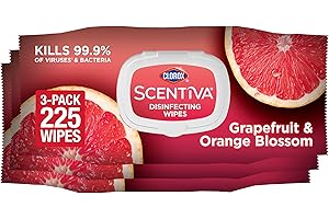 Clorox Scentiva Wipes, Bleach Free Cleaning Wipes, Household Essentials, Tahitian Grapefruit Splash, 75 Count (Pack of 3)