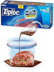 Ziploc Gallon Food Storage Freezer Bags, Stay Open Design with Stand-Up Bottom, Easy to Fill, 60 Count