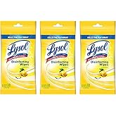 Lysol Disinfecting Wipes To-Go Pack, Lemon Scent, 15 Count (Pack of 3)