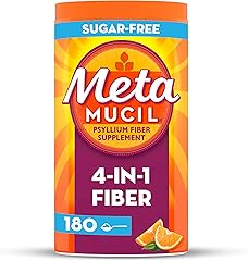 Metamucil, Daily Psyllium Husk Powder Supplement, Sugar-Free Powder, 4-in-1 Fiber for Digestive Health, Orange Flavored Drink