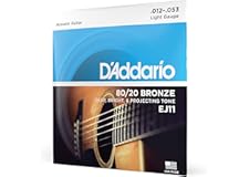 D'Addario Guitar Strings - Acoustic Guitar Strings - 80/20 Bronze - For 6 String Guitar - Deep, Bright, Projecting Tone - EJ1