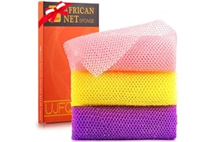 UJFQBH 3 Pieces African Bath Sponge African Net Long Net Bath Sponge Exfoliating Shower Body Scrubber Back Scrubber Skin Smoo