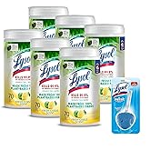 LYSOL Biodegradable Disinfecting Wipes - Fresh Citrus 70 count (Pack of 6) -With 1ct Auto In-The-Bowl Toilet Cleaner, Ocean F