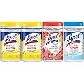 Lysol Disinfectant Wipes Bundle, Multi-Surface Antibacterial Cleaning Wipes, contains x2 Lemon & Lim Blossom, Crisp Linen, Ma