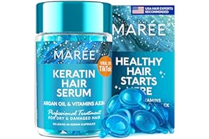 MAREE Hair Styling Serum for Frizzy & Dry Hair - Keratin Styling & Moisturizing Oil Capsules with Avocado, Jojoba & Argan Oil