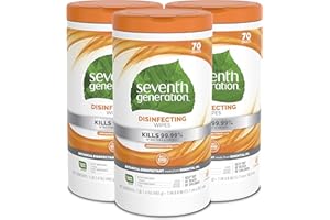 Seventh Generation Disinfecting Multi-Surface Wipes, Lemongrass Citrus, 70 Count, Pack of 3 (Packaging May Vary)