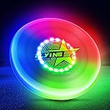 Fortikpo Glow in The Dark LED Flying Disc - 7 Dynamic Modes, 7 Colors, IP65 Waterproof, Perfect Birthday & Camping Gift for M