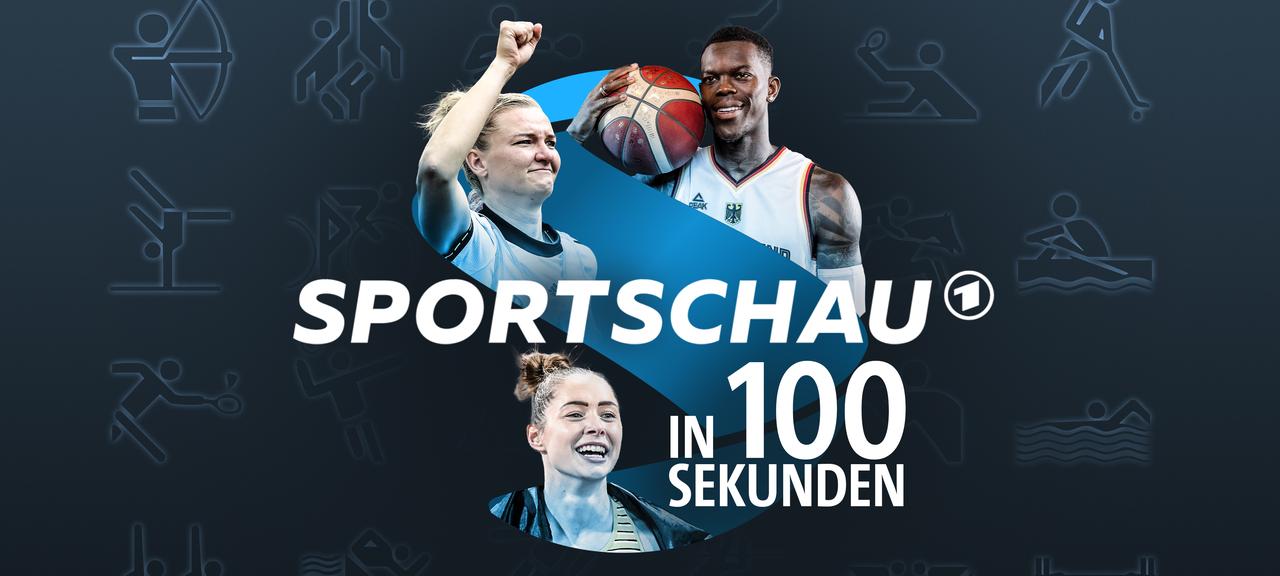 Das Logo der Sportschau in 100 Sekunden mit Alexandra Popp (v.l.), Gina Lückenkemper und Dennis Schröder. 