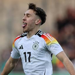 Brajan Gruda von der deutschen U21-Nationalmannschaft jubelt nach einem Treffer